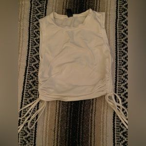 White Scrunched Tank Top